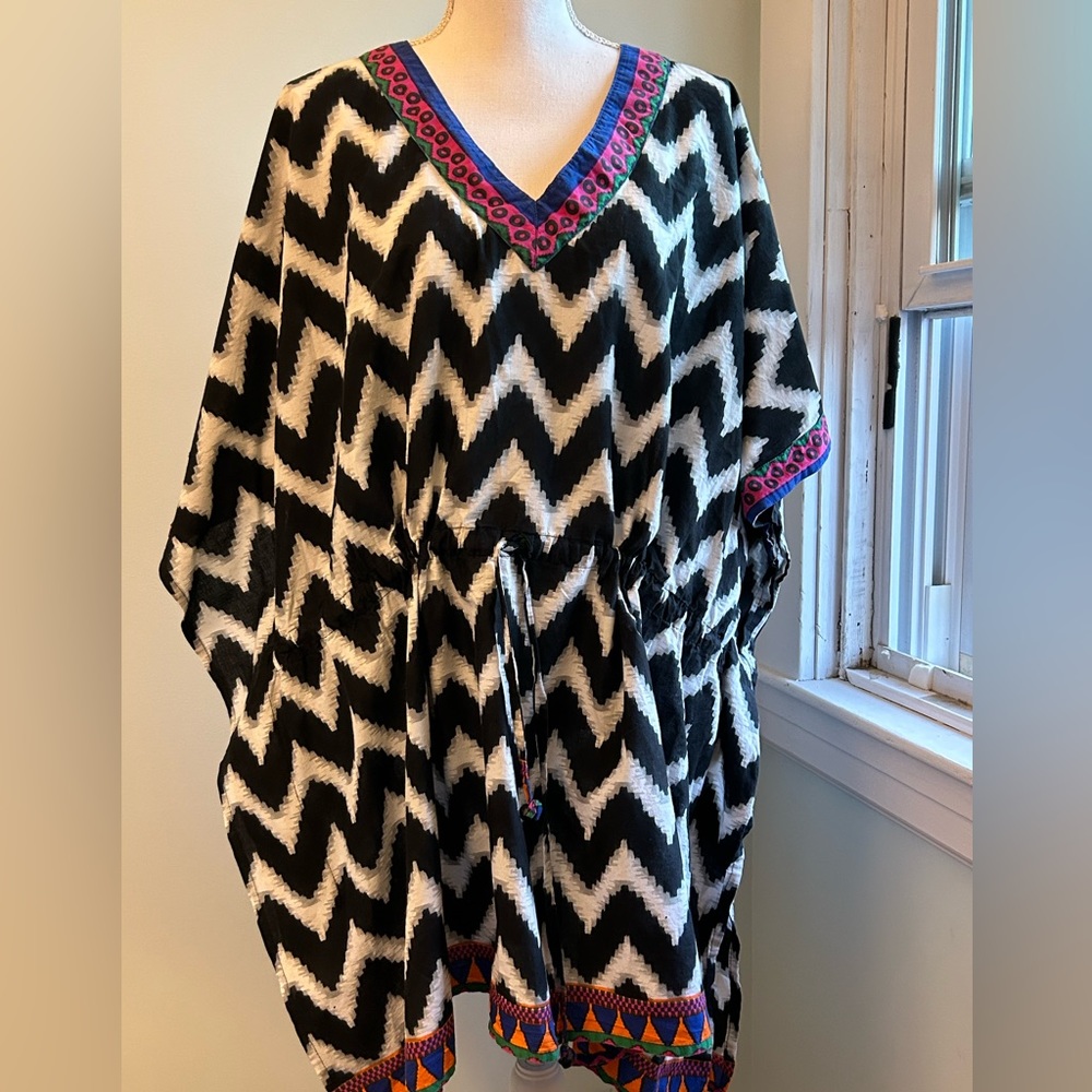 La Leela Cotton Chevron Print  Swimsuit Coverup